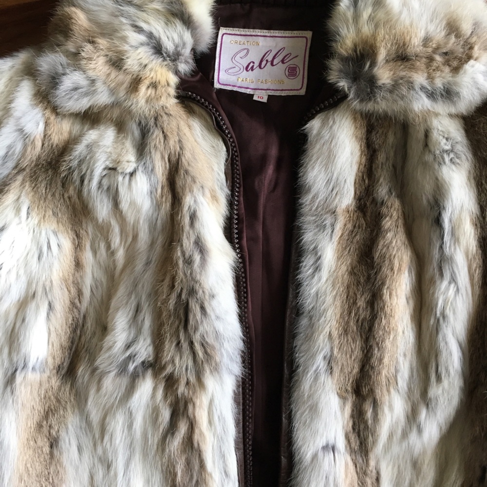 Rabbit fur and leather bomber jacket so soft